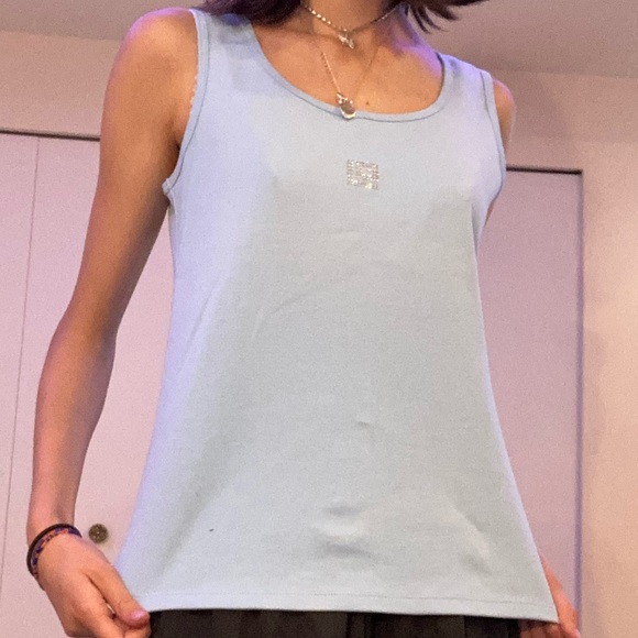 GUY LAROCHE DESIGNER BRAND BABY BLUE Y2K TANK TOP - Picture 3 of 4